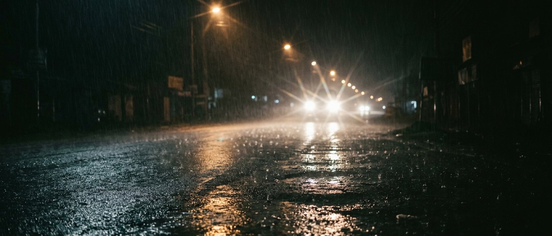 Airport Road at night in the rain